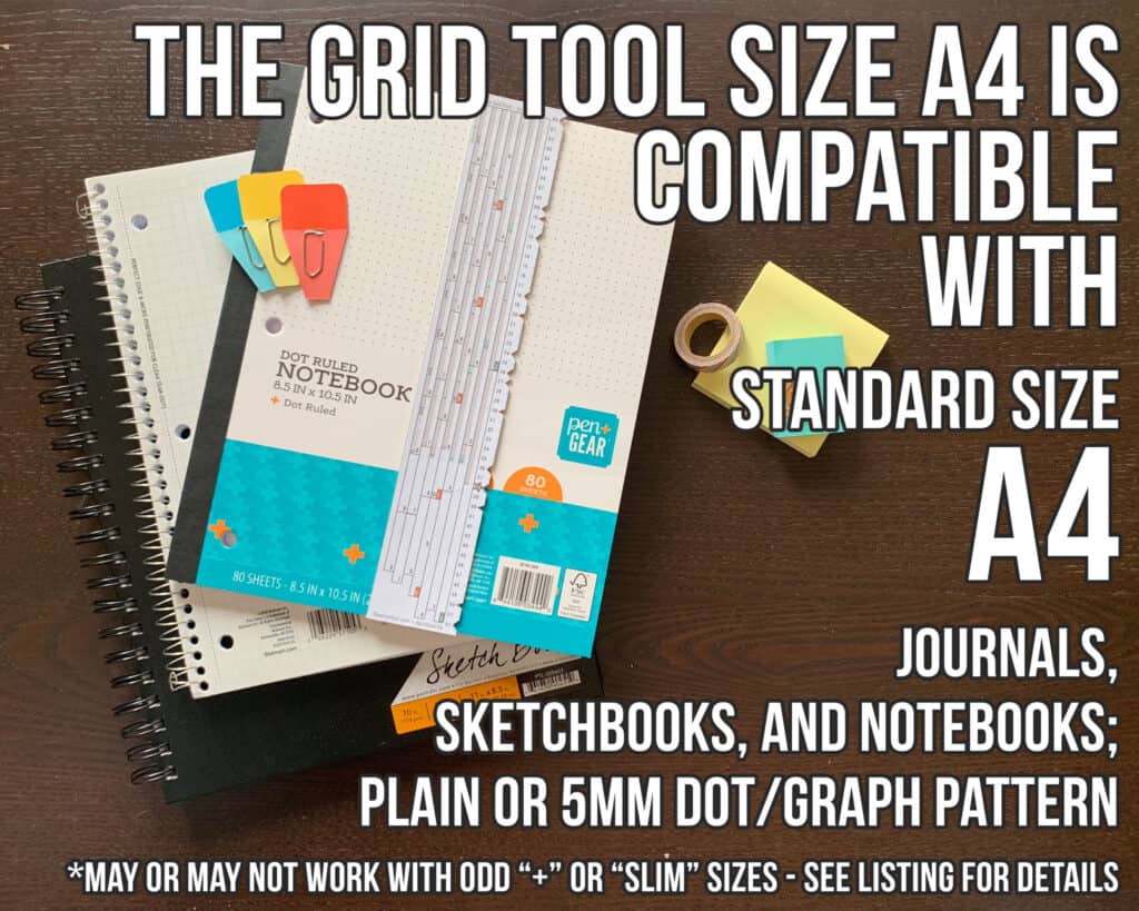 Photo of The Grid Tool size A4 with compatible notebooks and journals