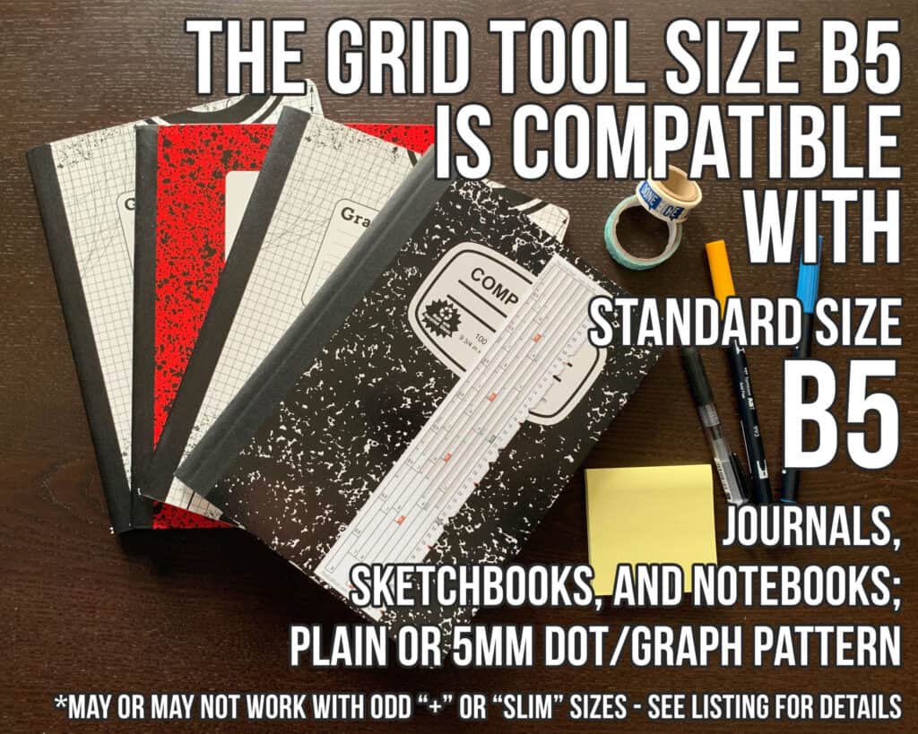 Photo of The Grid Tool size B5 with compatible notebooks and journals