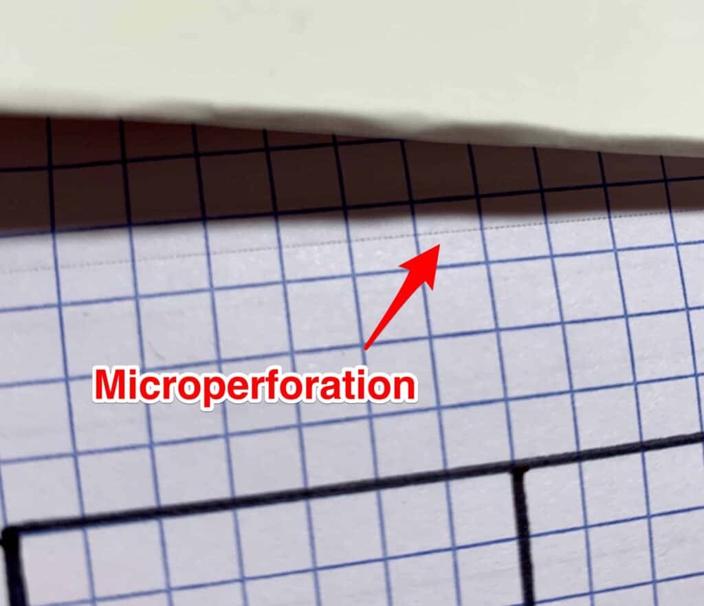 closeup photo of microperforation in a grid tablet