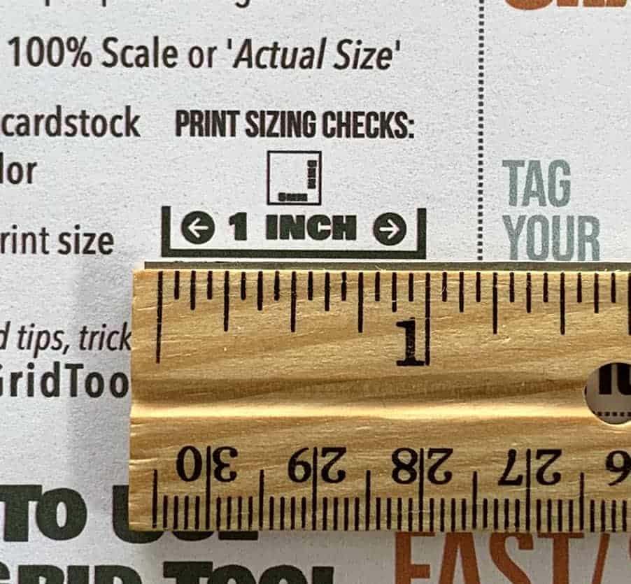 print size check with a ruler